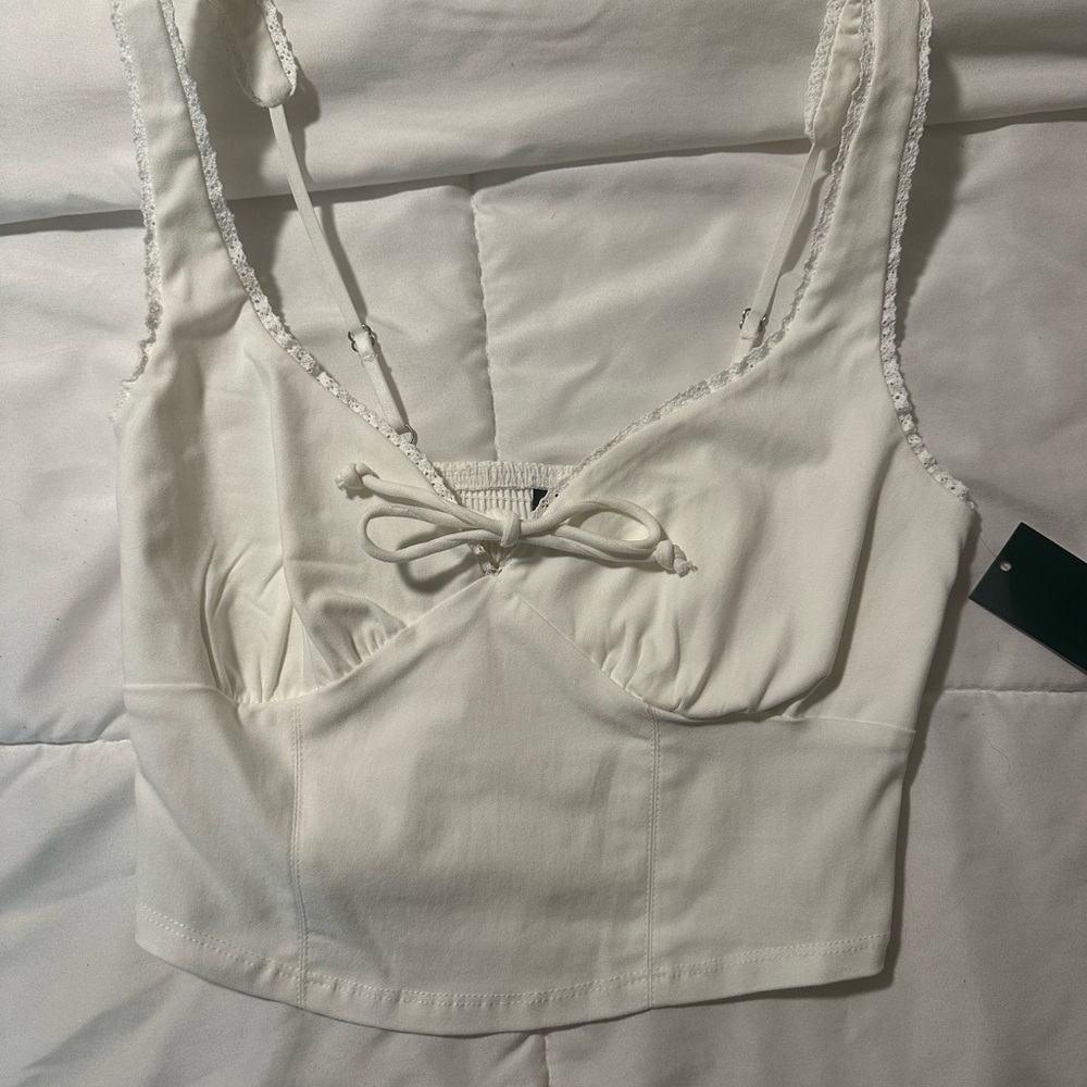 Wild Fable Ivory Lace-Trimmed Tank Top